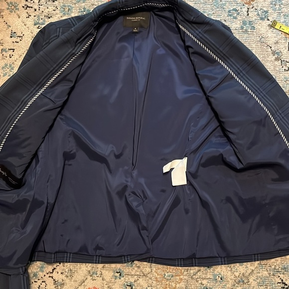 Banana Republic Washable Wool Blazer Navy Plaid Size 4 - Picture 12 of 16